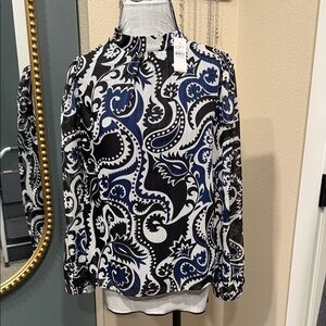 Loft turtleneck tunic large blue and black